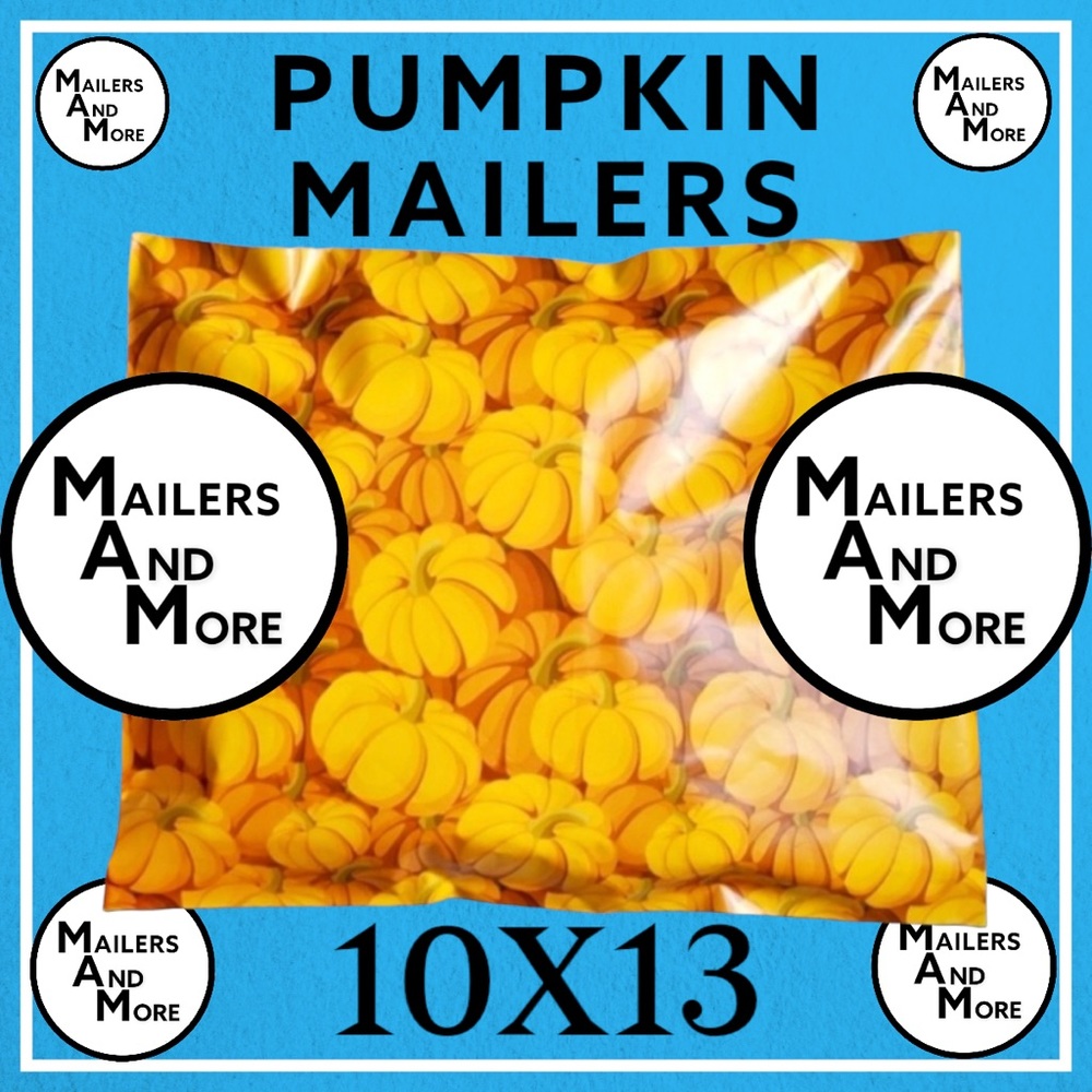 25 10X13 Poly Mailers Pumpkin, Shipping Envelopes Bags PRICE IS FIRM Fall - Picture 9 of 11
